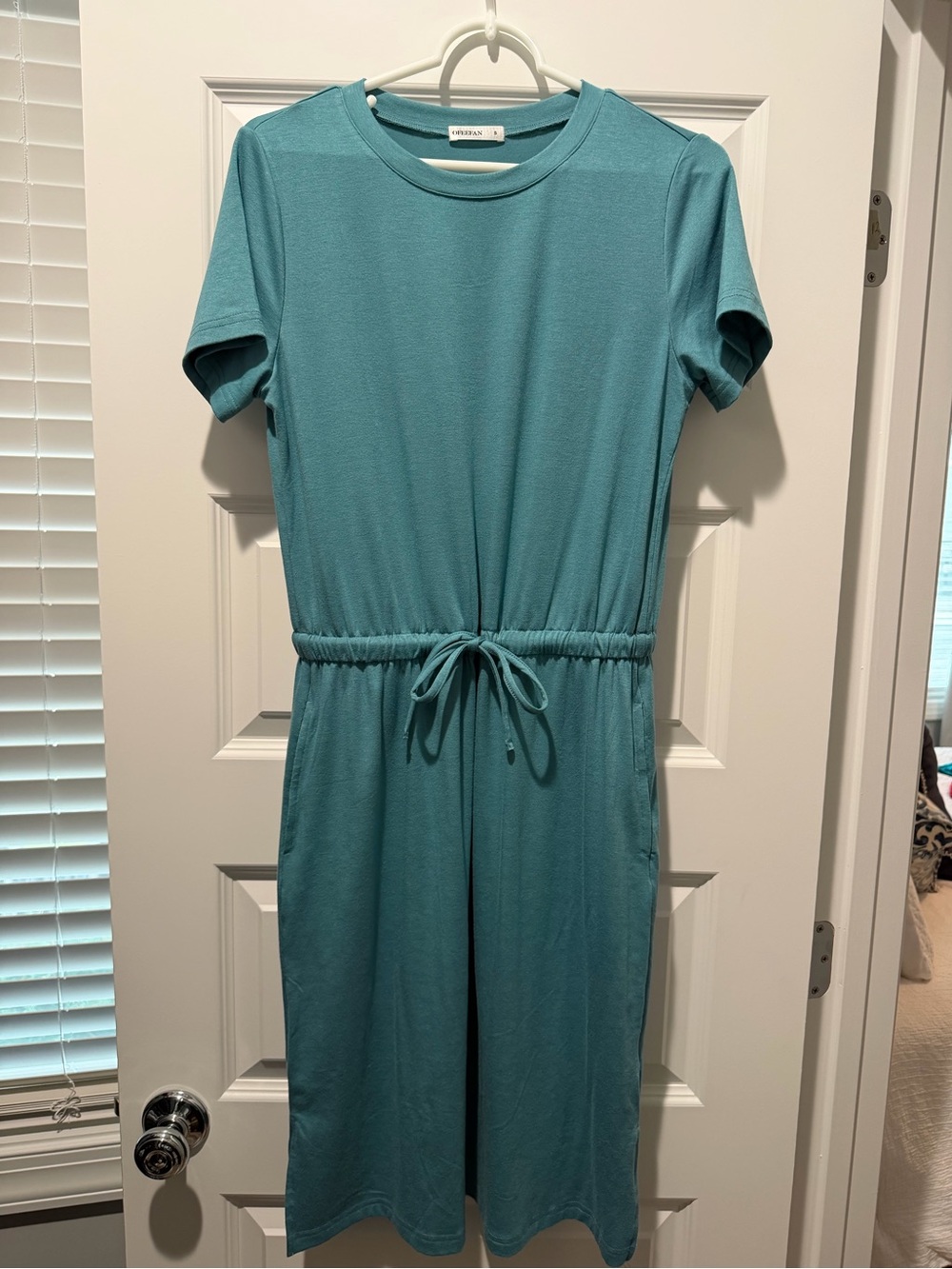 Xhilaration Teal Short-Sleeve Kids One-Piece with Drawstring